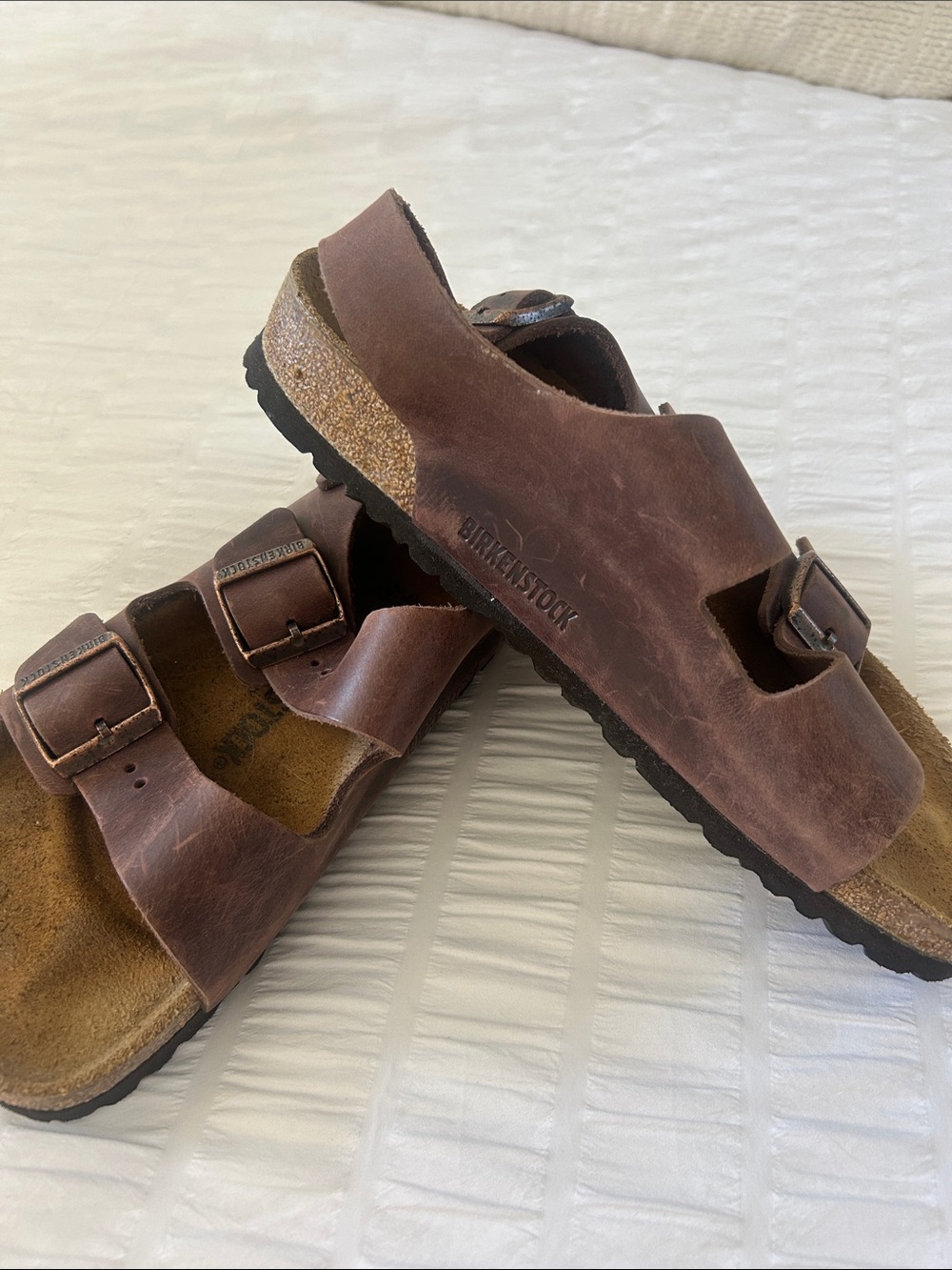 Birkenstock  Dark Brown Leather Two-Buckle Sandals